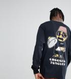Crooked Tongues Long Sleeve T-shirt With Back Print In Black - Black