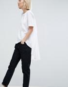 Asos White Pocket Detail T-shirt With Pleat Back - White