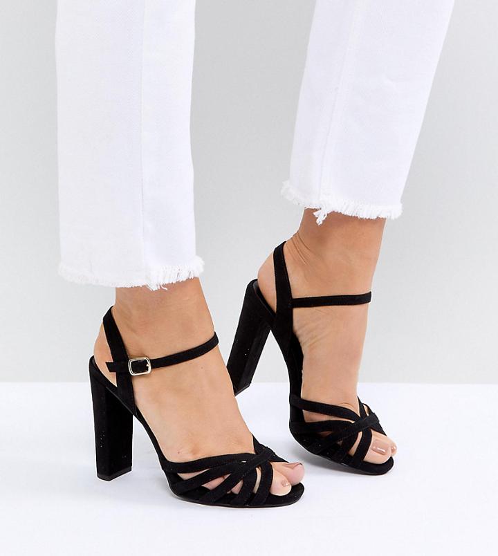 New Look Wide Fit Suedette Platform Strappy Sandals - Black
