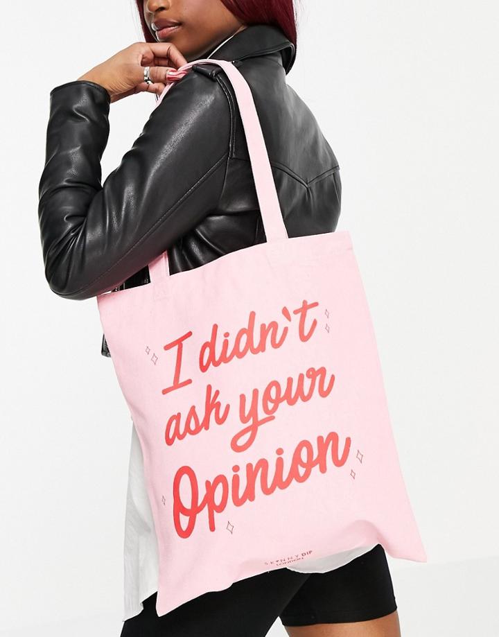 Skinnydip 'i Didn't Ask Your Opinion' Canvas Tote Bag In Pink