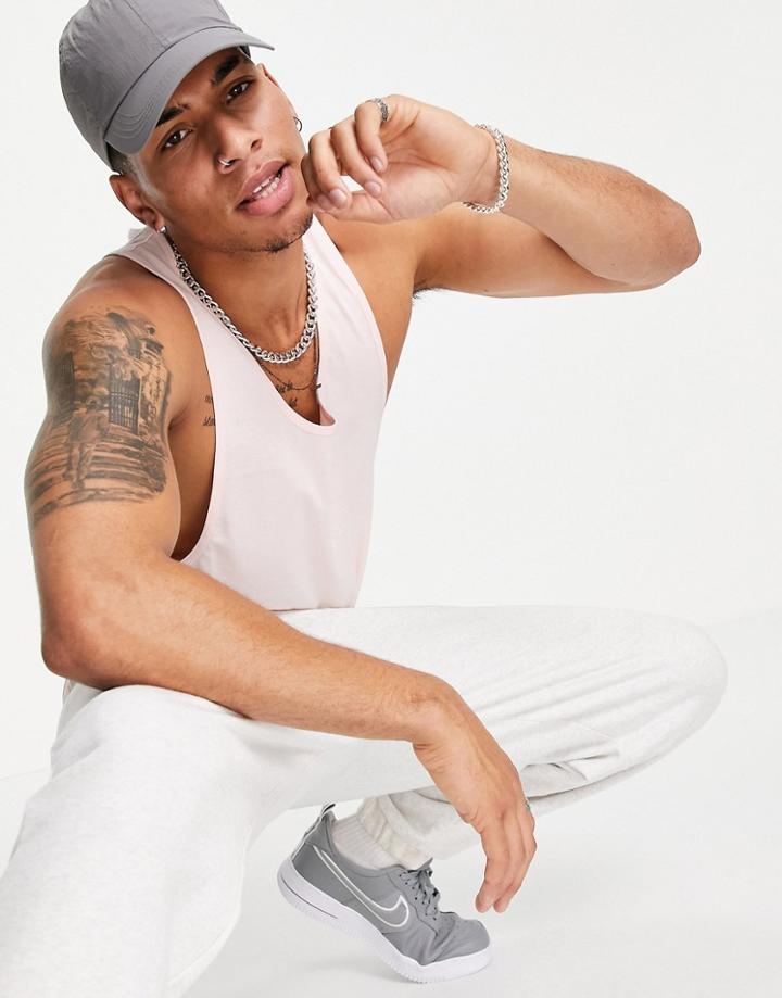Asos Design Organic Tank With Extreme Racer Back In Light Pink