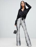 Boohoo Flare Pants In Snake - Multi