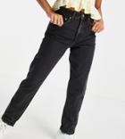 Asos Design Petite High Rise Farleigh 'slim' Mom Jeans In Washed Black