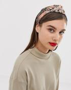 Asos Design Headband With Knot Front In Snake Print-multi
