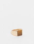 Asos Design Signet Ring With Tigers Eye Stone In Gold Tone