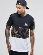 Hype T-shirt With Floral Panel - Black