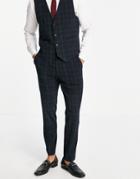 Asos Design Slim Suit Pants In Blackwatch Tartan-navy