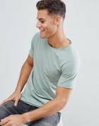 Jack & Jones Originals Longline T-shirt With Raw Hem Details And Raglan Sleeve - Green