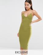 Club L Midi Dress With Cami Strap - Green Moss