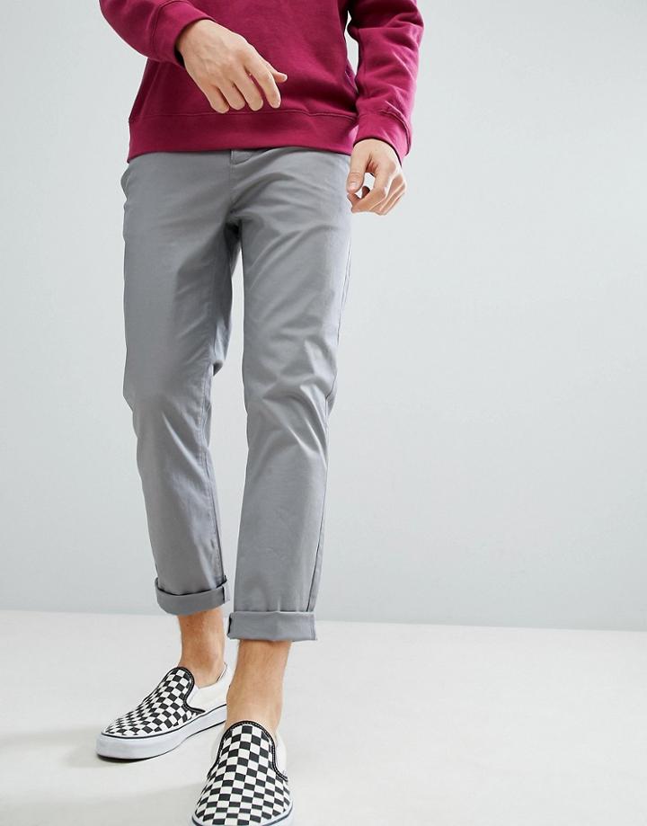 Asos Slim Cropped Chinos In Gray - Gray