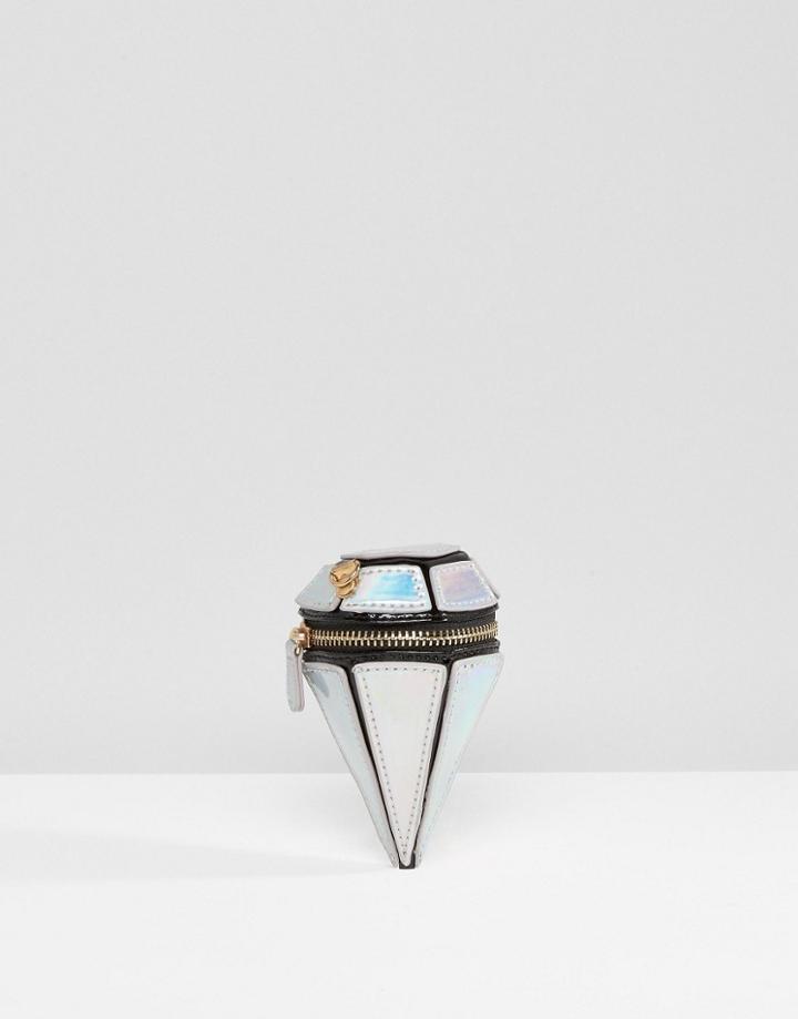 Asos Diamond Coin Purse With Cross Body Strap - Silver