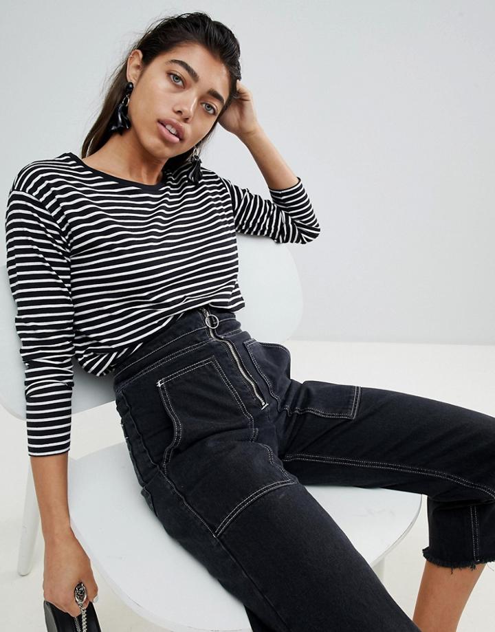 Mango Long Sleeved Round Neck Top - Multi