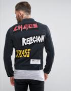Religion Denim Jacket With Patches - Black