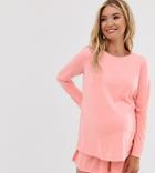 Asos Design Maternity Mix & Match Long Sleeve Pyjama Jersey Top-red