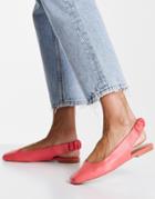 Asos Design Lend Square Toe Slingback Ballet Flats In Coral-pink