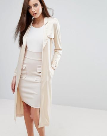 Naanaa Satin Duster Jacket - Gold