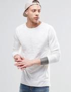 Nudie Otto Long Sleeve Top Raw Hem Slub In Ecru - White