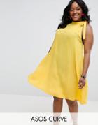 Asos Curve Swing Sundress With Neck Tie & Open Back - Yellow