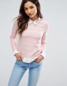 Only Shirt Detail Sweater - Pink