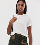 Asos Design Tall T-shirt With Roll Sleeve In Linen Mix In White