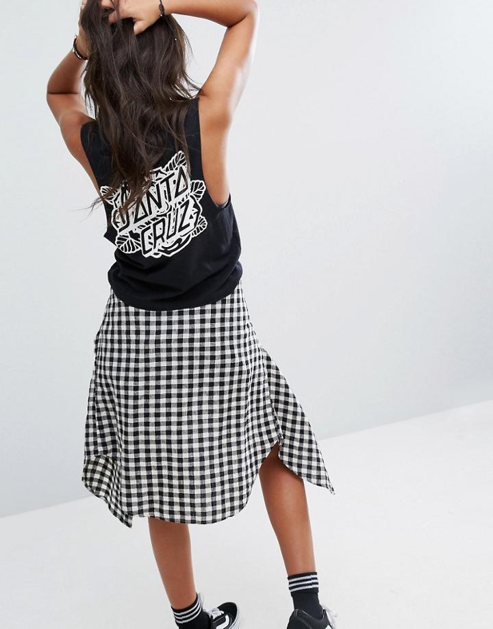 Santa Cruz Cut Off Tank Top With Thorn Back Print - Black