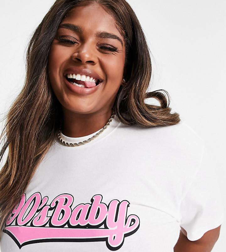 I Saw It First Plus Slogan Tee In White
