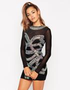 Asos Embellished Festival Armour Body-conscious Dress - Black