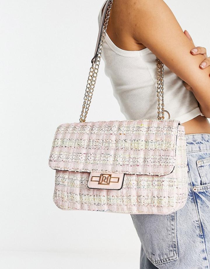 River Island Boucle Quilted Shoulder Bag In Light Pink