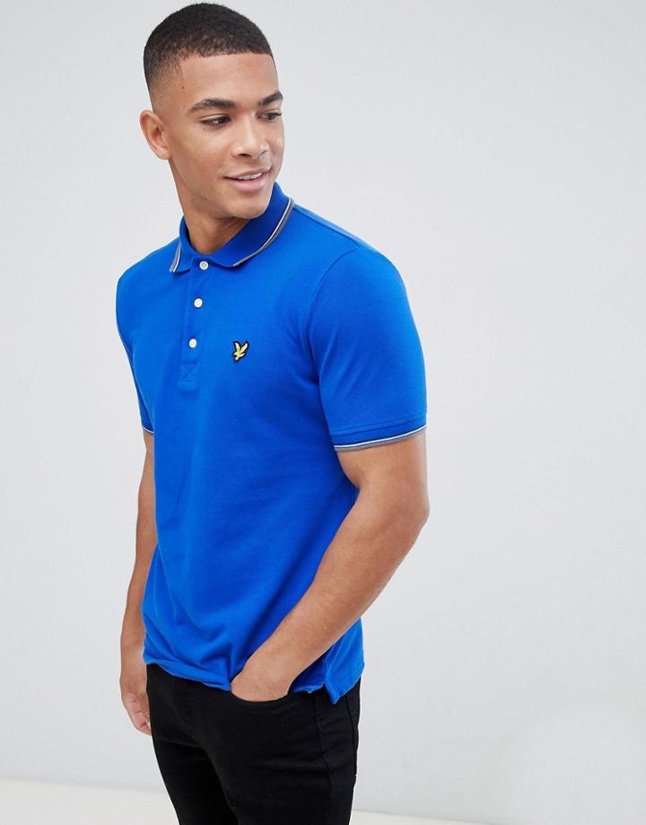 Lyle & Scott Tipped Logo Polo Shirt In Blue - Blue