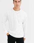 New Look Oversized Long Sleeve Cuff T-shirt In White