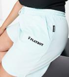 Missguided Plus Playboy Set Boyfriend Shorts In Green