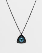 Asos Eye Pendant Necklace In Black - Black