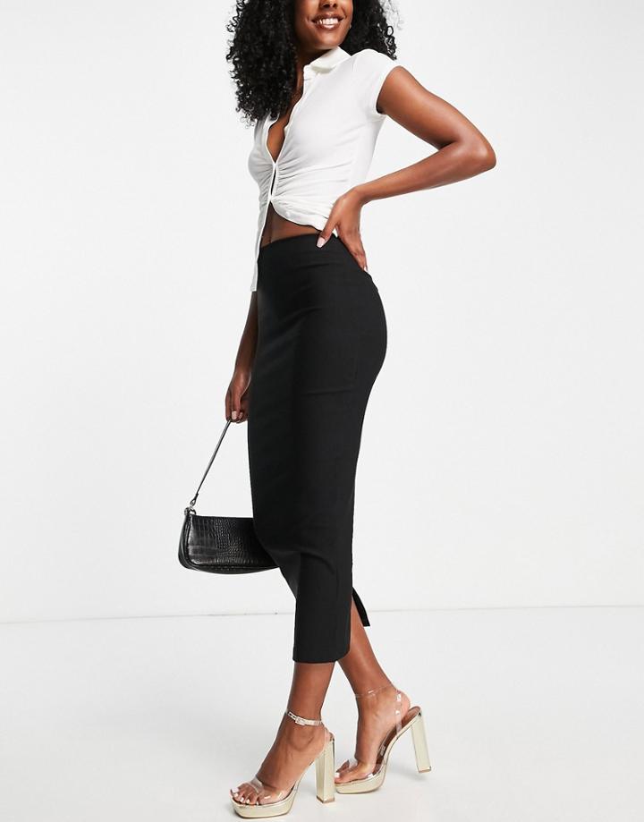 Vesper Body-conscious Ruched Maxi Skirt In Black