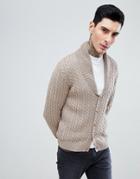 Asos Knitted Cable Knit Cardigan In Tan - Tan