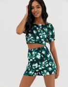 Qed London Sweetheart Neck Crop Top-multi