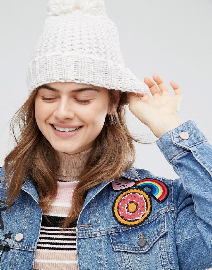 Boardmans Knitted Hat With Pom Pom - Pink
