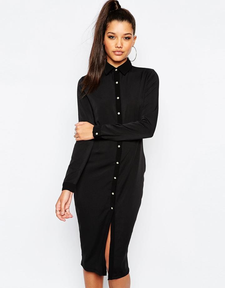 Missguided Pencil Shirt Dress - Black