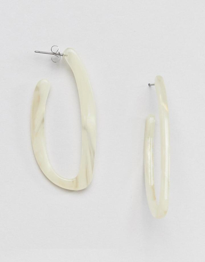 Nylon Curved Hoop Earrings - Silver