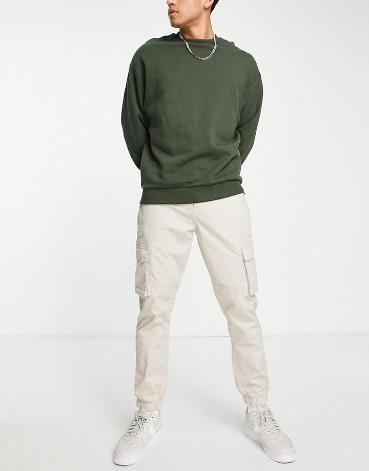 Only & Sons Slim Fit Cargo Pants With Cuffed Bottom In Sand-neutral
