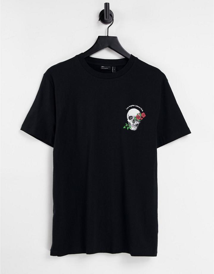Asos Design T-shirt In Black With Skull Chest Print