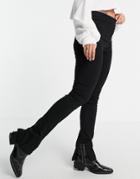 Asos Design Bengaline Trouser With Zip Split Hem In Black