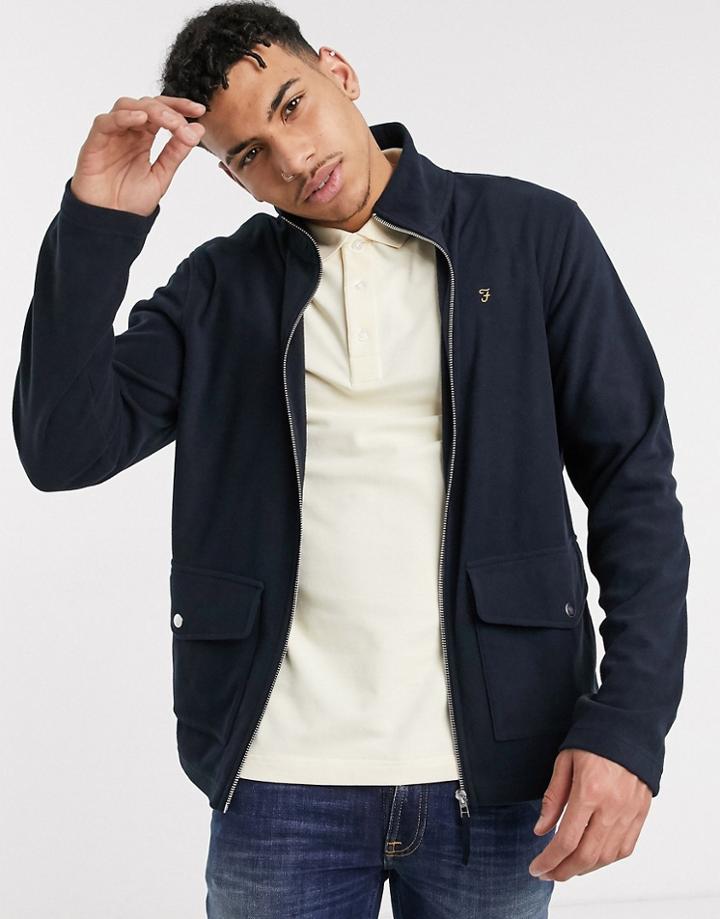 Farah Findley Zip Through Fleece Sweat In Navy