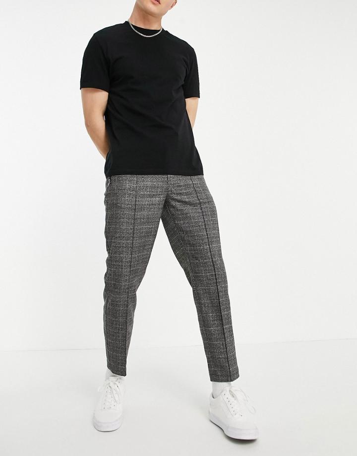 River Island Skinny Smart Sweatpants In Gray Check-grey