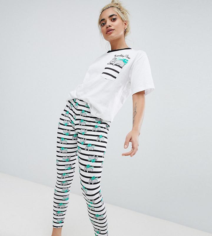 Asos Design Petite Koality Time Tee & Legging Pyjama Set - Multi