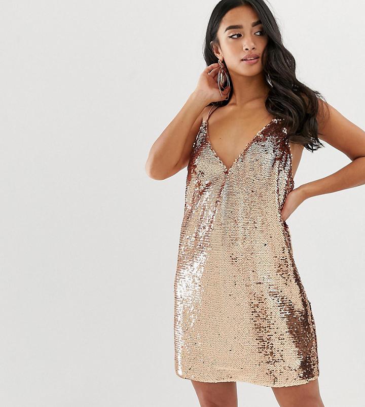 Asos Design Petite Sequin Cami Mini Dress - Multi