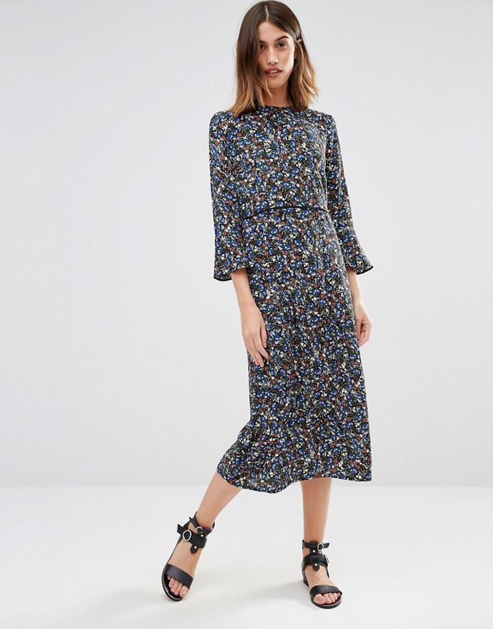 Warehouse Ditsy Floral Midi Dress - Multi