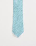Asos Design Slim Tie In Turquoise Texture-blue