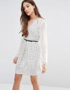 Lavand Belted Shirt Dress - White