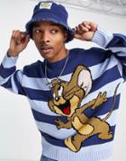 Asos Design Tom & Jerry Knitted Sweater In Blue-blues