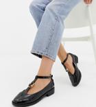 Asos Design Wide Fit Maxy Double Ring Flat Shoes - Black